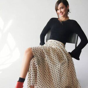 Daniel Rainn x Anthropologie Tulle Polka Dot Midi Skirt